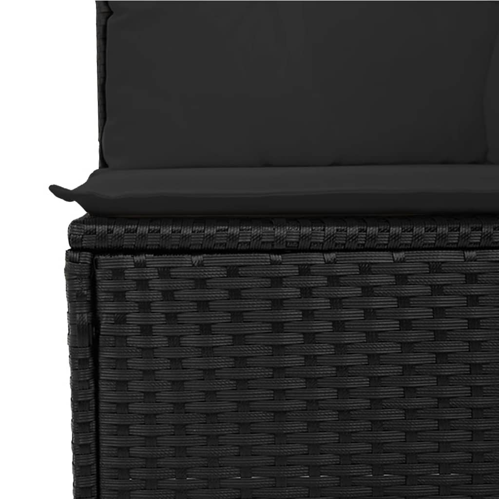6 pcs conjunto sofás de jardim c/ almofadões vime PE preto - Image 5