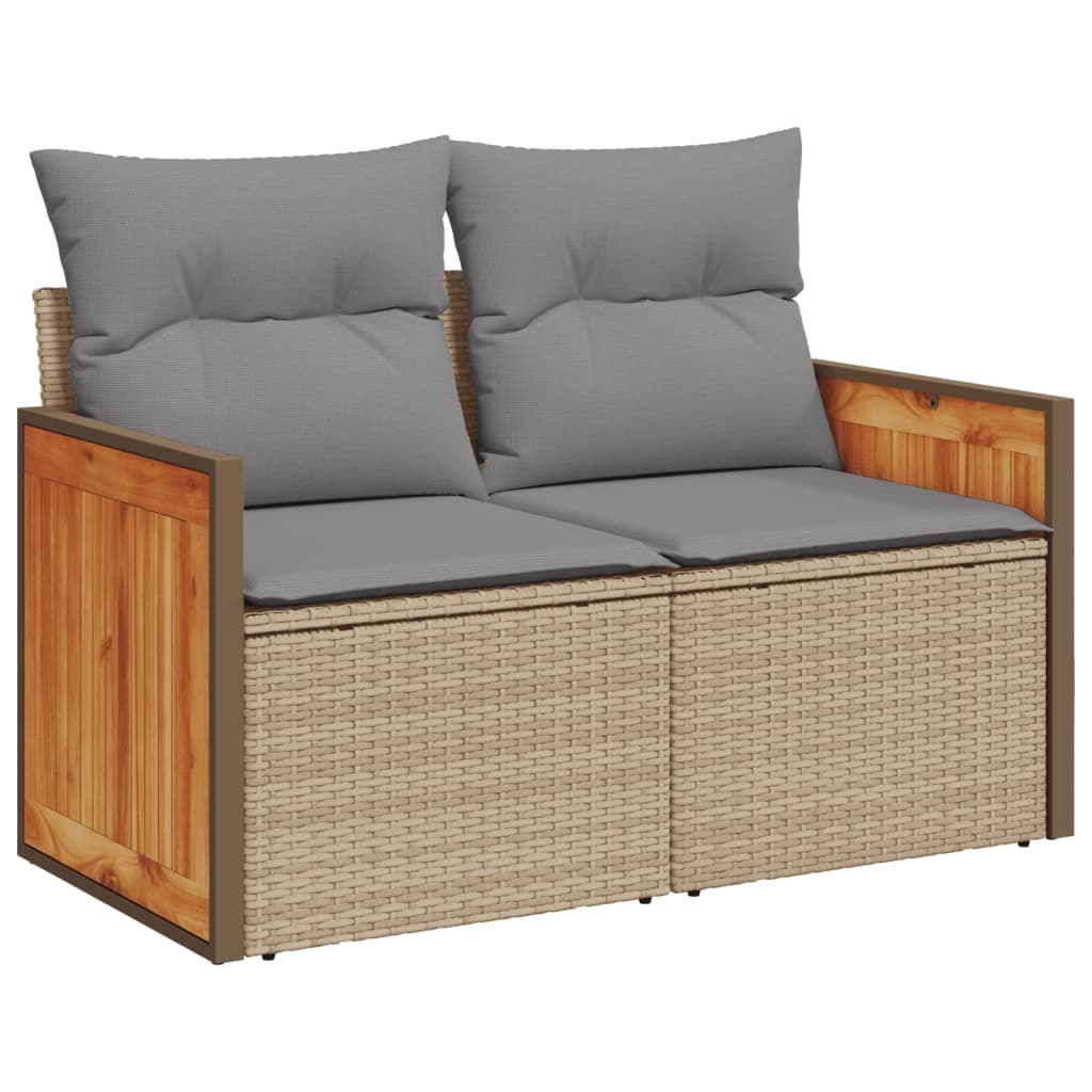 13 pcs conjunto de sofás p/ jardim com almofadões vime PE bege - Image 2