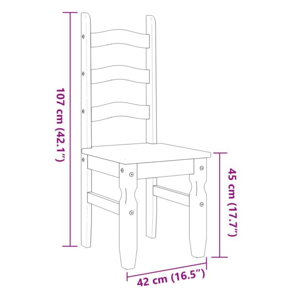 Cadeiras de jantar 2 pcs Corona 42x47x107cm pinho maciço branco - Image 8