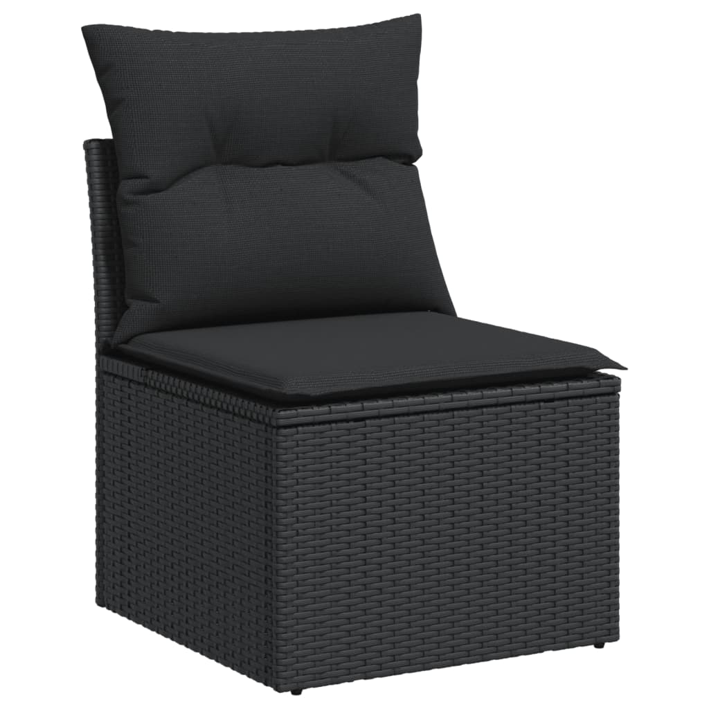 5 pcs conjunto sofás de jardim com almofadões vime PE preto - Image 4
