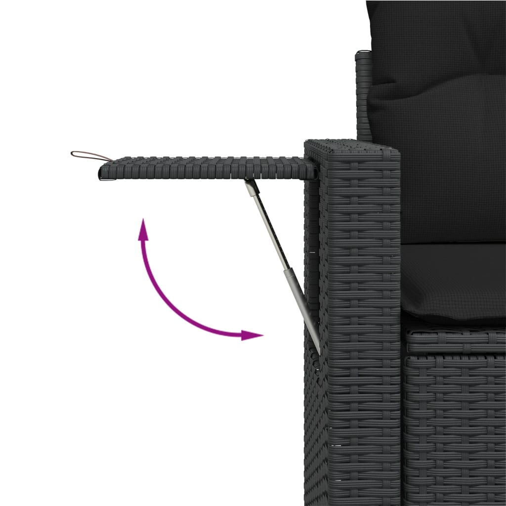 5 pcs conjunto sofás de jardim com almofadões vime PE preto - Image 7