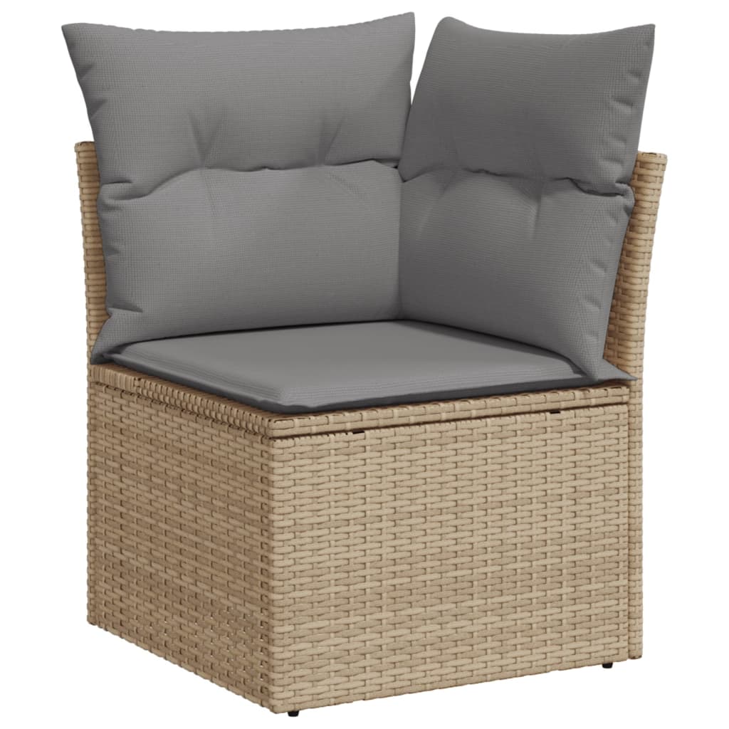 6 pcs conjunto de sofás p/ jardim com almofadões vime PE bege - Image 4