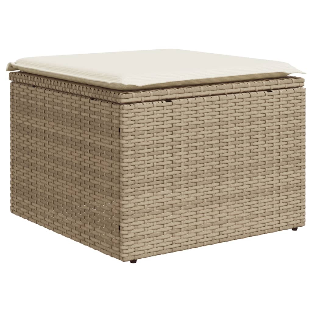 7 pcs conjunto de sofás p/ jardim com almofadões vime PE bege - Image 4