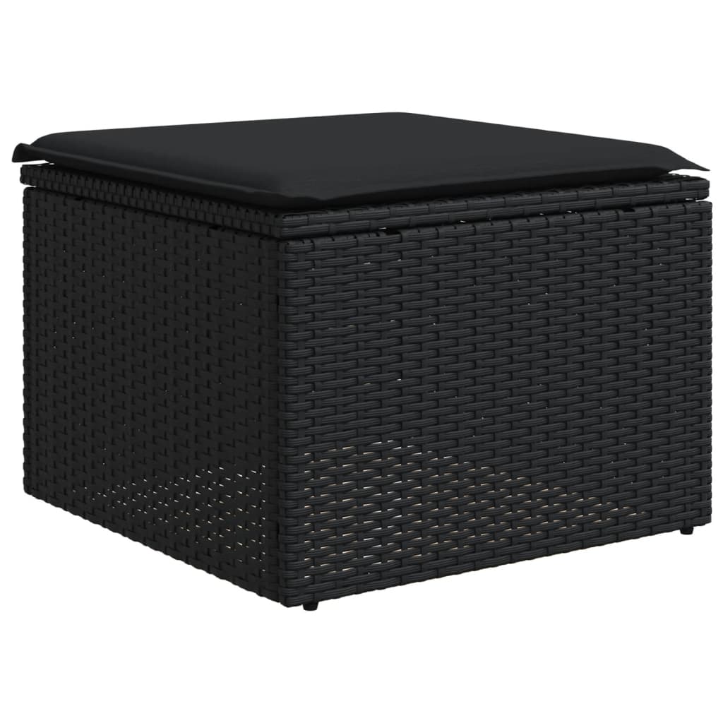 8 pcs conjunto sofás de jardim com almofadões vime PE preto - Image 4