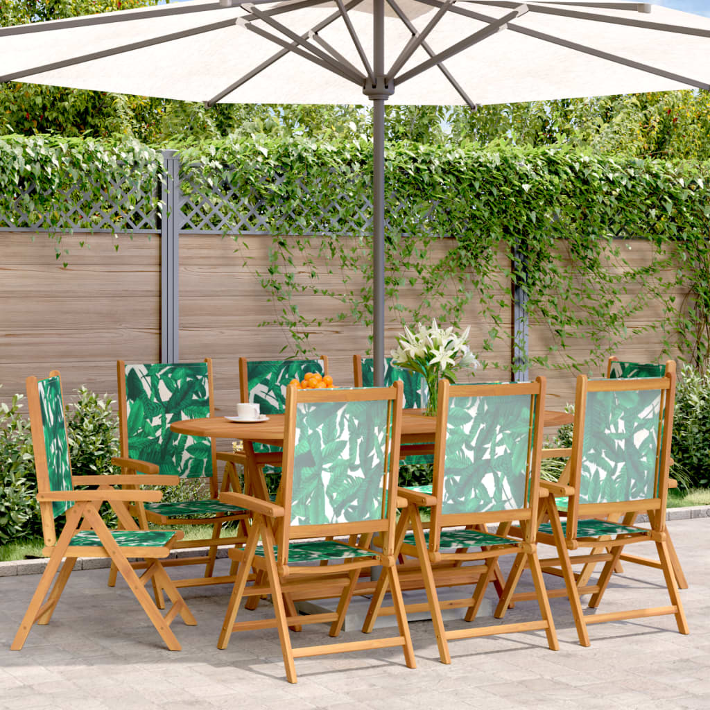 Cadeiras jardim reclin. 8 pcs tecido/madeira maciça verde