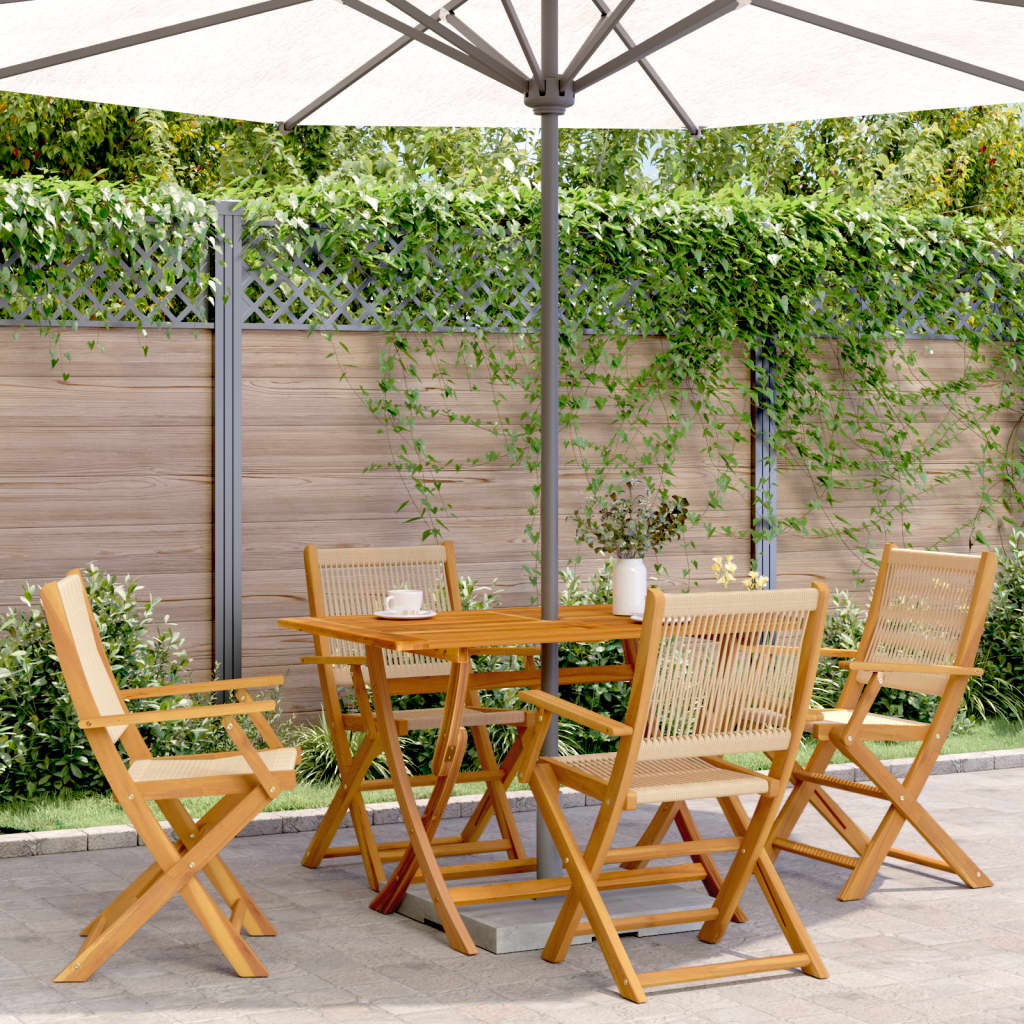 Cadeiras de jardim dobráveis 4pcs madeira de acácia maciça bege