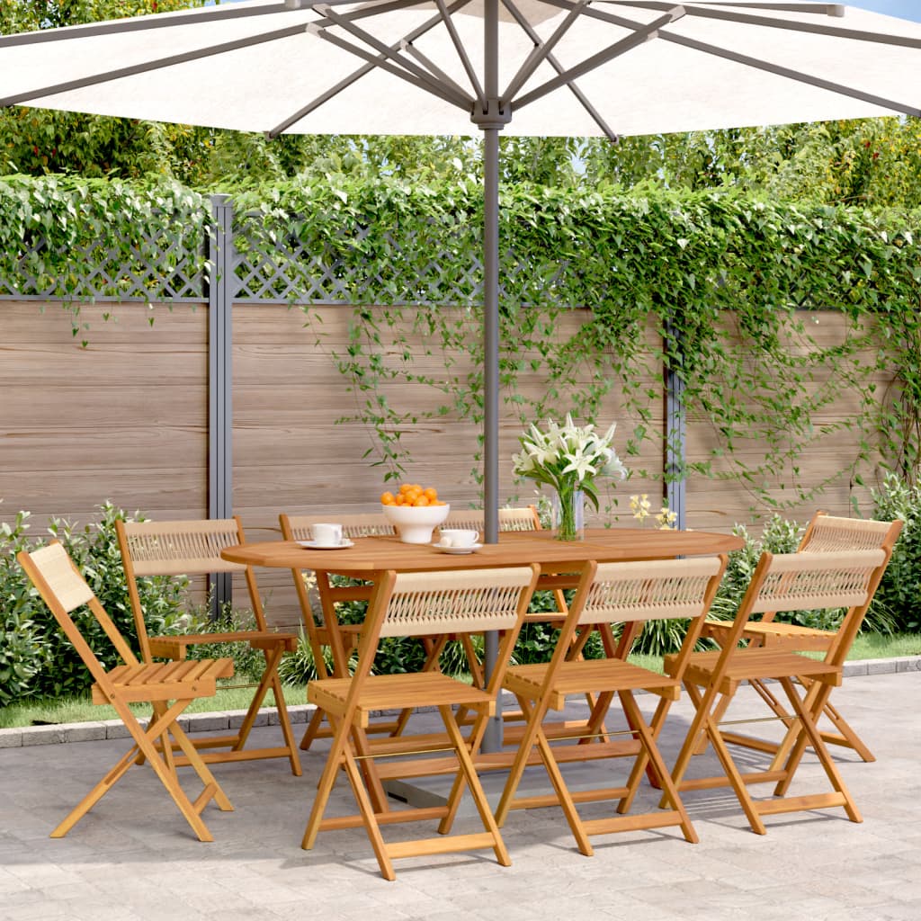 Cadeiras de jardim dobráveis 8pcs madeira de acácia maciça bege