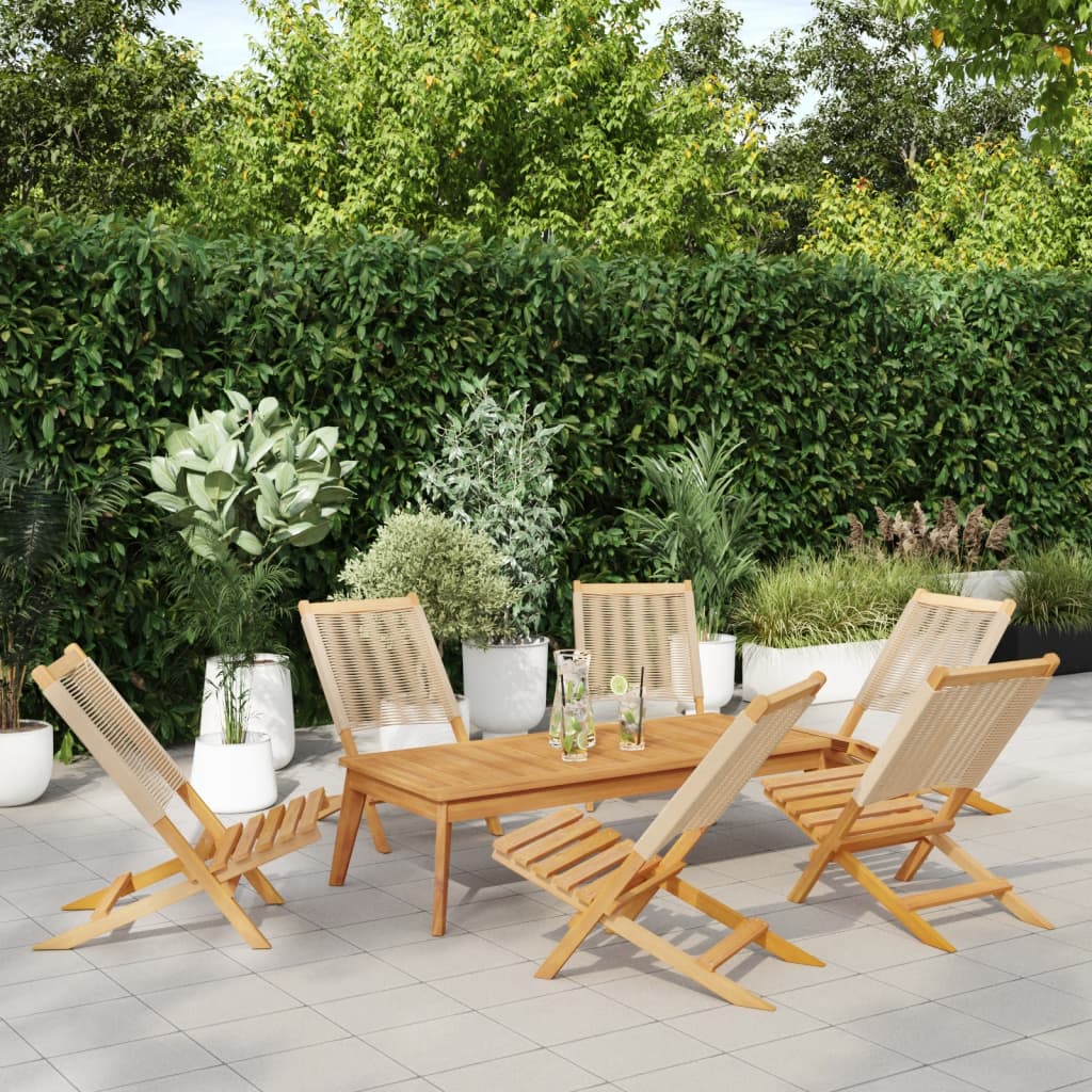 Cadeiras de jardim dobráveis 6pcs madeira de acácia maciça bege