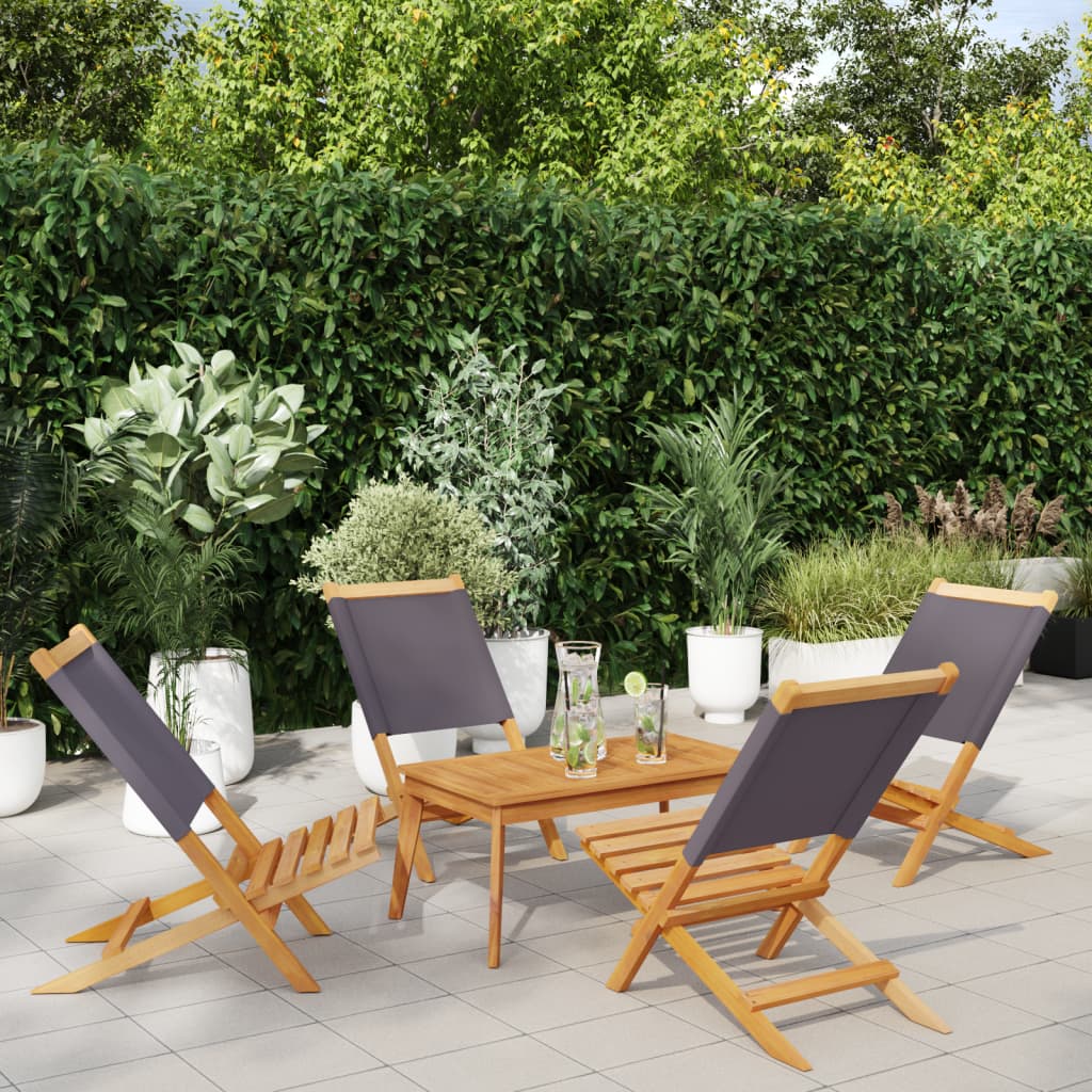 Cadeiras jardim dobráveis 4 pcs tecido/madeira maciça antracite