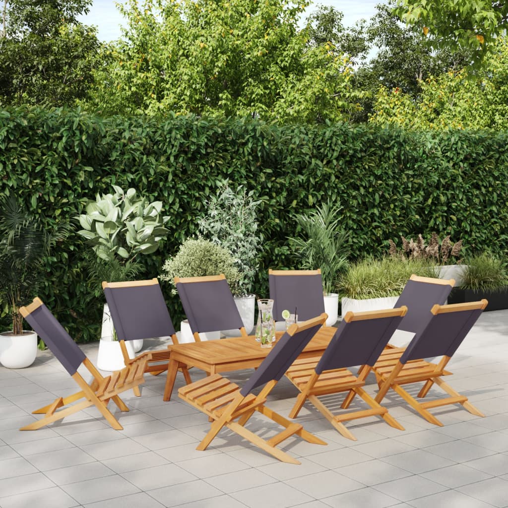 Cadeiras jardim dobráveis 8 pcs tecido/madeira maciça antracite