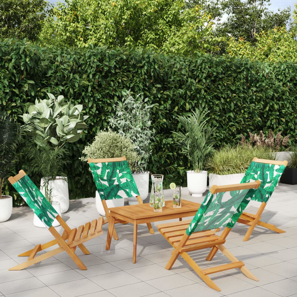 Cadeiras de jardim dobráveis 4 pcs tecido/madeira maciça verde