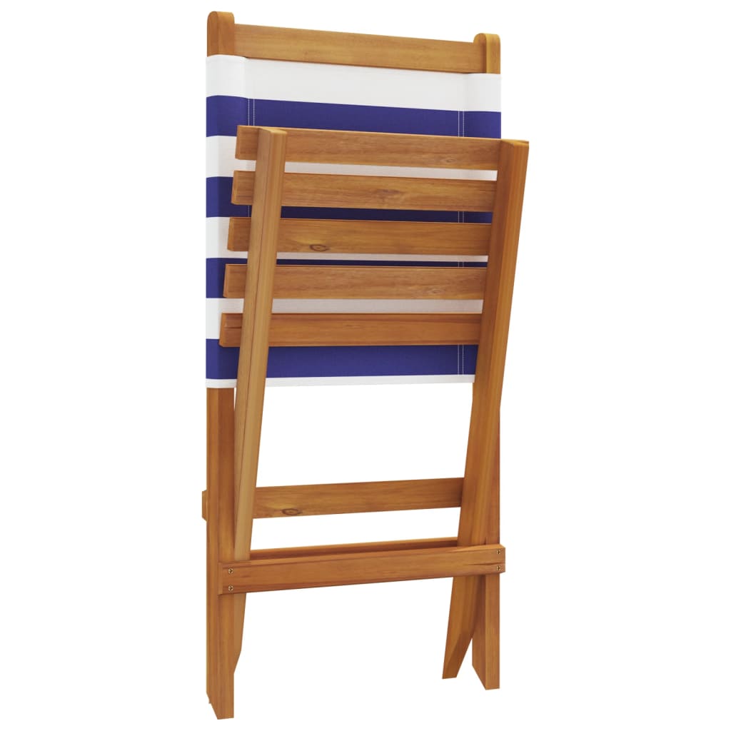 Cadeiras de jardim dobráveis 8 pcs tecido/madeira azul e branco - Image 7