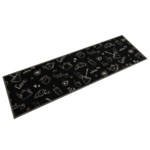 Tapete de cozinha lavável 45x150 cm veludo padrão morning preto