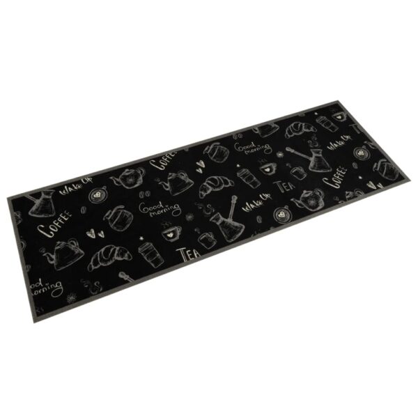 Tapete de cozinha lavável 60x180 cm veludo padrão morning preto