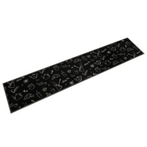 Tapete de cozinha lavável 60x300 cm veludo padrão morning preto