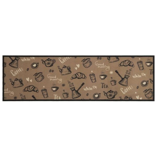 Tapete cozinha lavável 45x150 cm veludo padrão morning castanho - Image 2