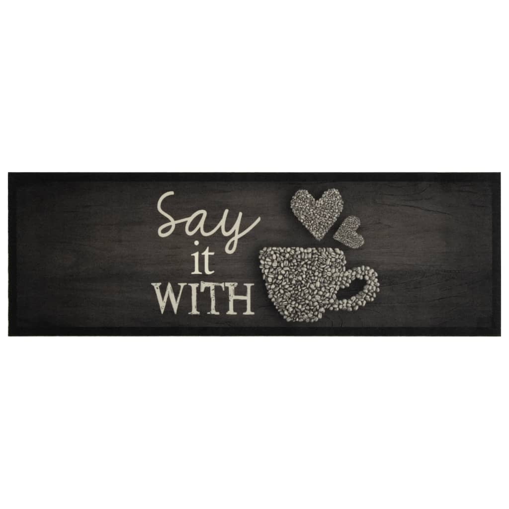 Tapete de cozinha lavável 60x180 cm veludo padrão chávena preto - Image 2