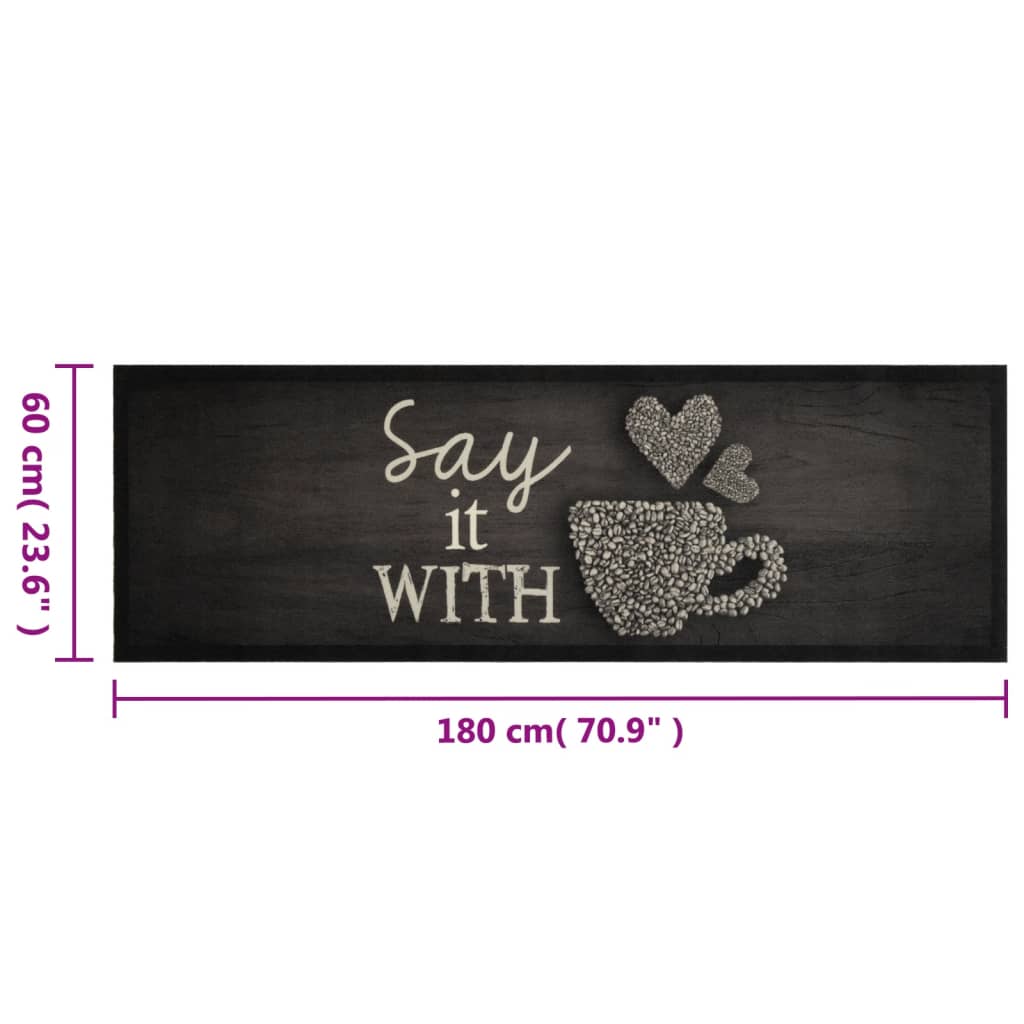 Tapete de cozinha lavável 60x180 cm veludo padrão chávena preto - Image 5