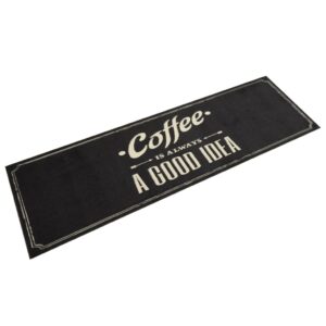 Tapete de cozinha lavável 45x150 cm veludo texto café