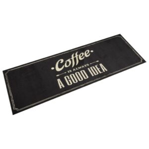 Tapete de cozinha lavável 60x180 cm veludo texto café
