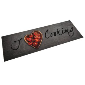 Tapete de cozinha lavável 60x180 cm veludo texto cooking