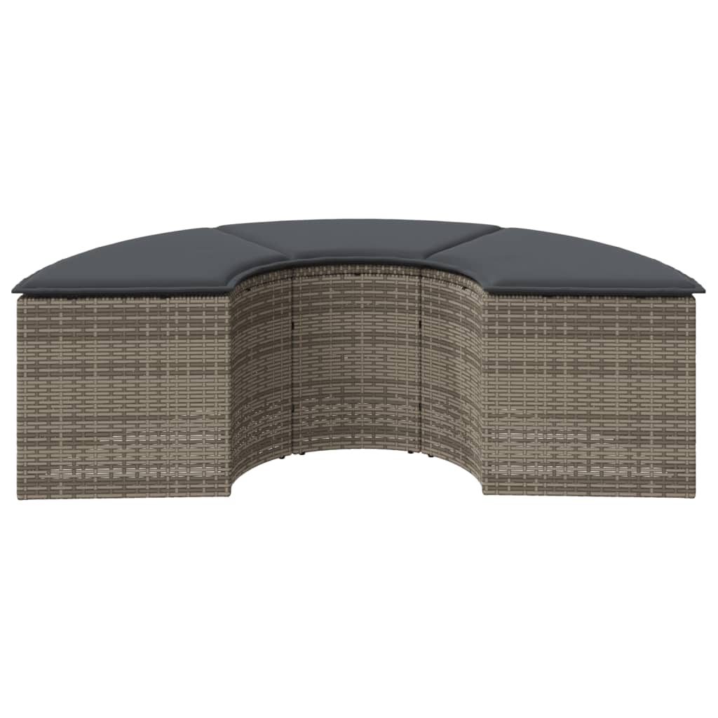 Apoio de pés para jardim com almofadão vime PE cinzento - Image 2