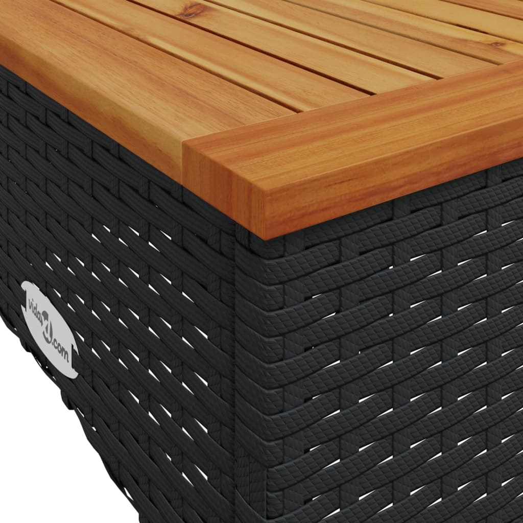 3 pcs conjunto sofás de jardim com almofadões vime PE preto - Image 8