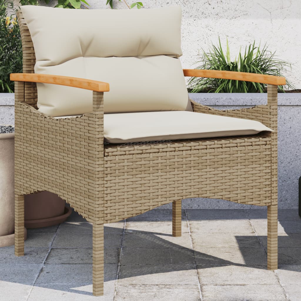 3 pcs conjunto de sofás p/ jardim com almofadões vime PE bege - Image 3