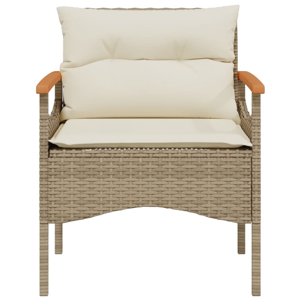 3 pcs conjunto de sofás p/ jardim com almofadões vime PE bege - Image 4