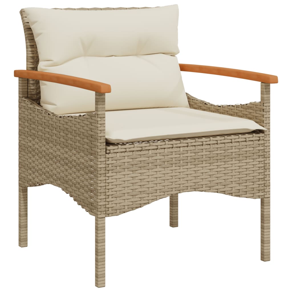 3 pcs conjunto de sofás p/ jardim com almofadões vime PE bege - Image 5
