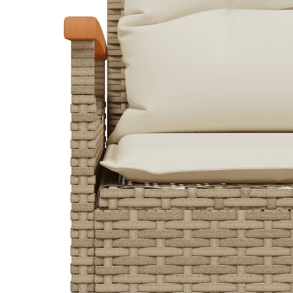 3 pcs conjunto de sofás p/ jardim com almofadões vime PE bege - Image 9