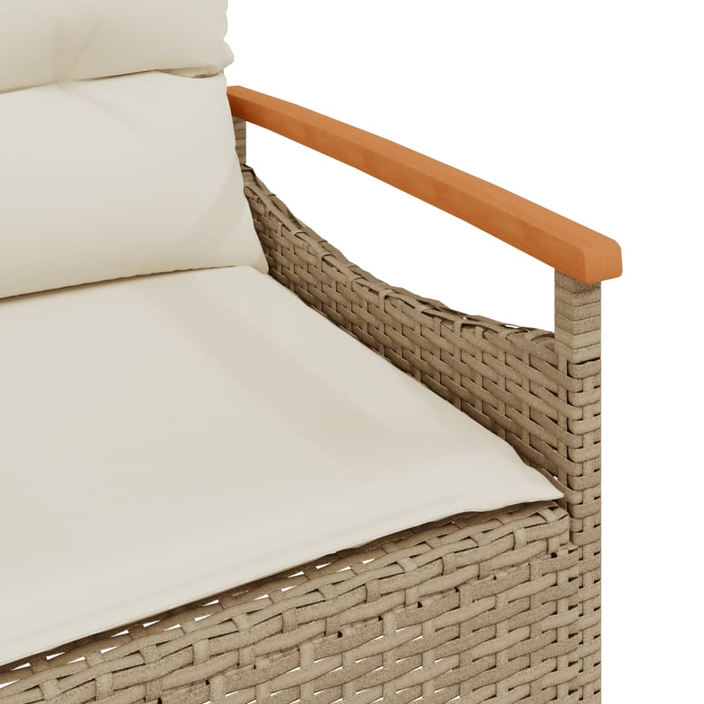 3 pcs conjunto de sofás p/ jardim com almofadões vime PE bege - Image 10