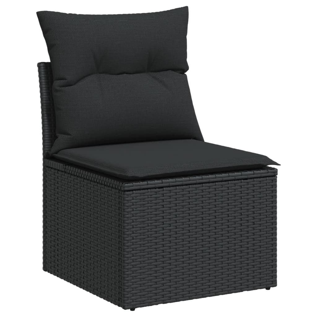 5 pcs conjunto sofás de jardim com almofadões vime PE preto - Image 2