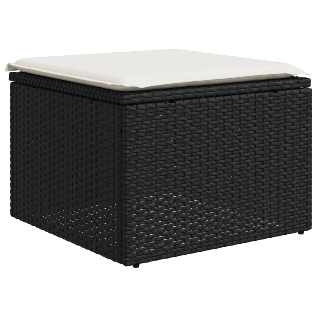 5 pcs conjunto sofás de jardim com almofadões vime PE preto - Image 3