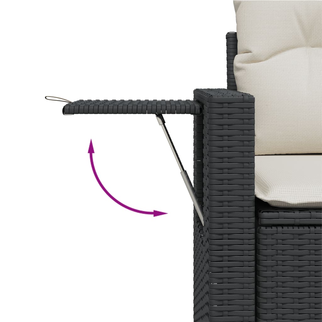 5 pcs conjunto sofás de jardim com almofadões vime PE preto - Image 5