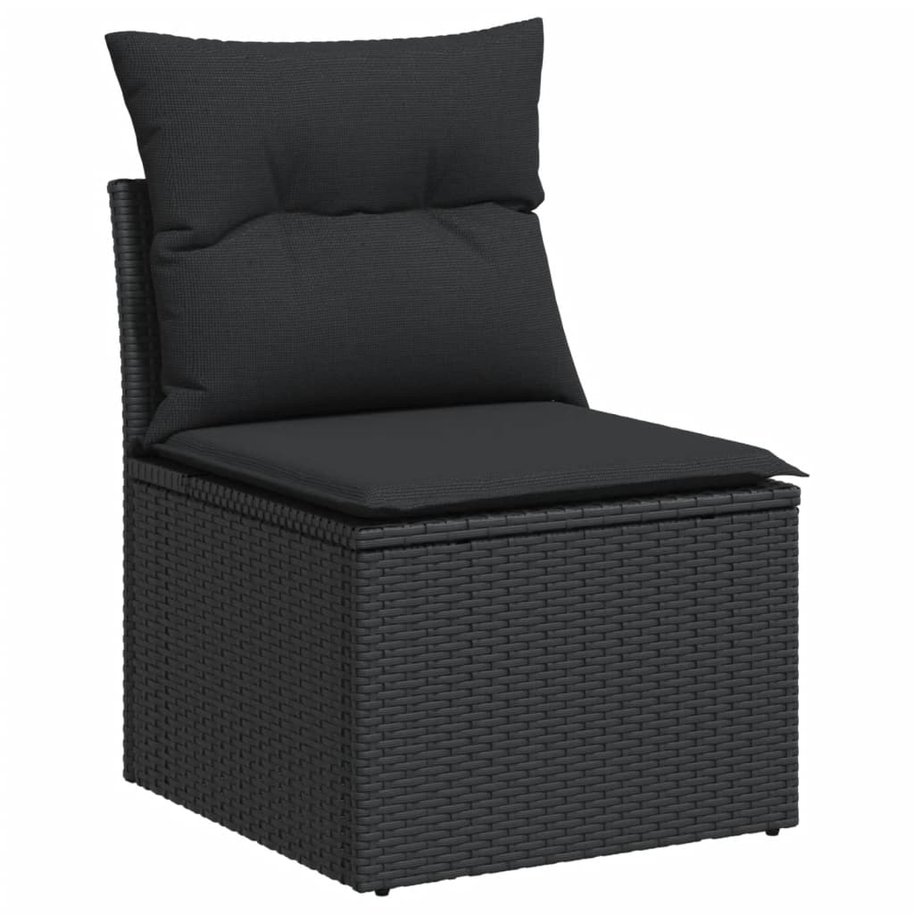 5 pcs conjunto sofás de jardim com almofadões vime PE preto - Image 2