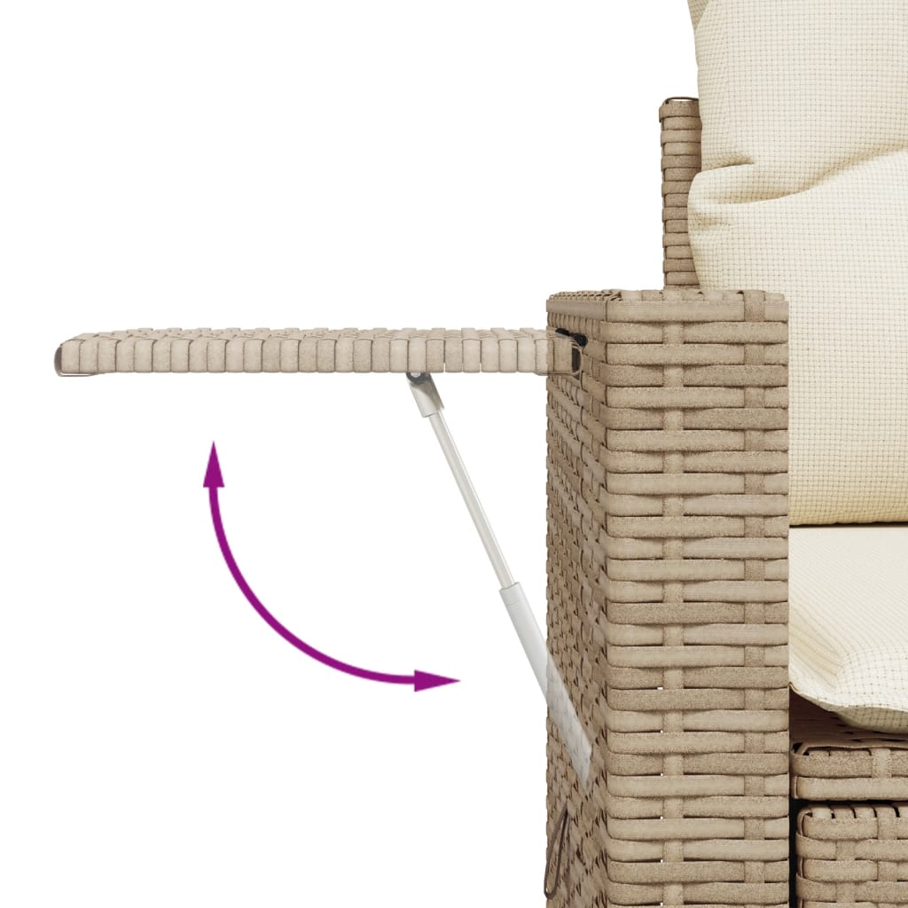 10 pcs conjunto de sofás p/ jardim com almofadões vime PE bege - Image 5