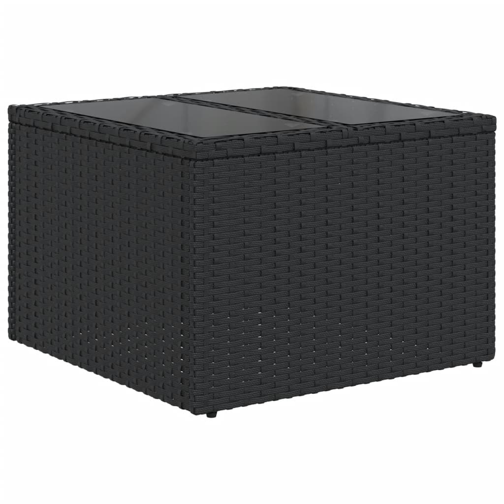 6 pcs conjunto sofás de jardim c/ almofadões vime PE preto - Image 6