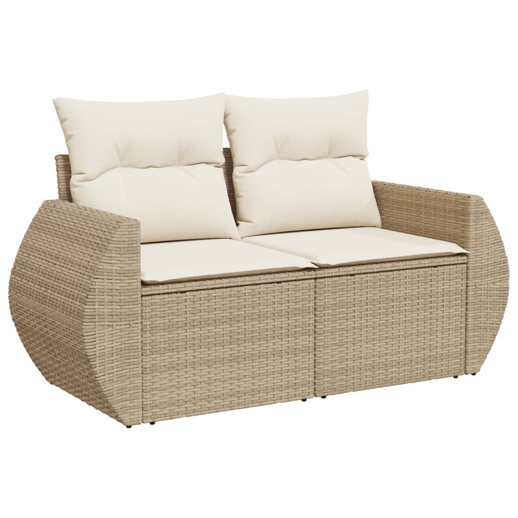 6 pcs conjunto de sofás p/ jardim com almofadões vime PE bege - Image 4
