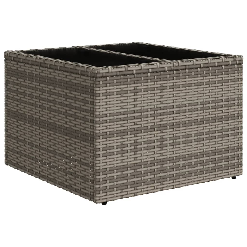 11 pcs conjunto sofás de jardim c/ almofadões vime PE cinzento - Image 5