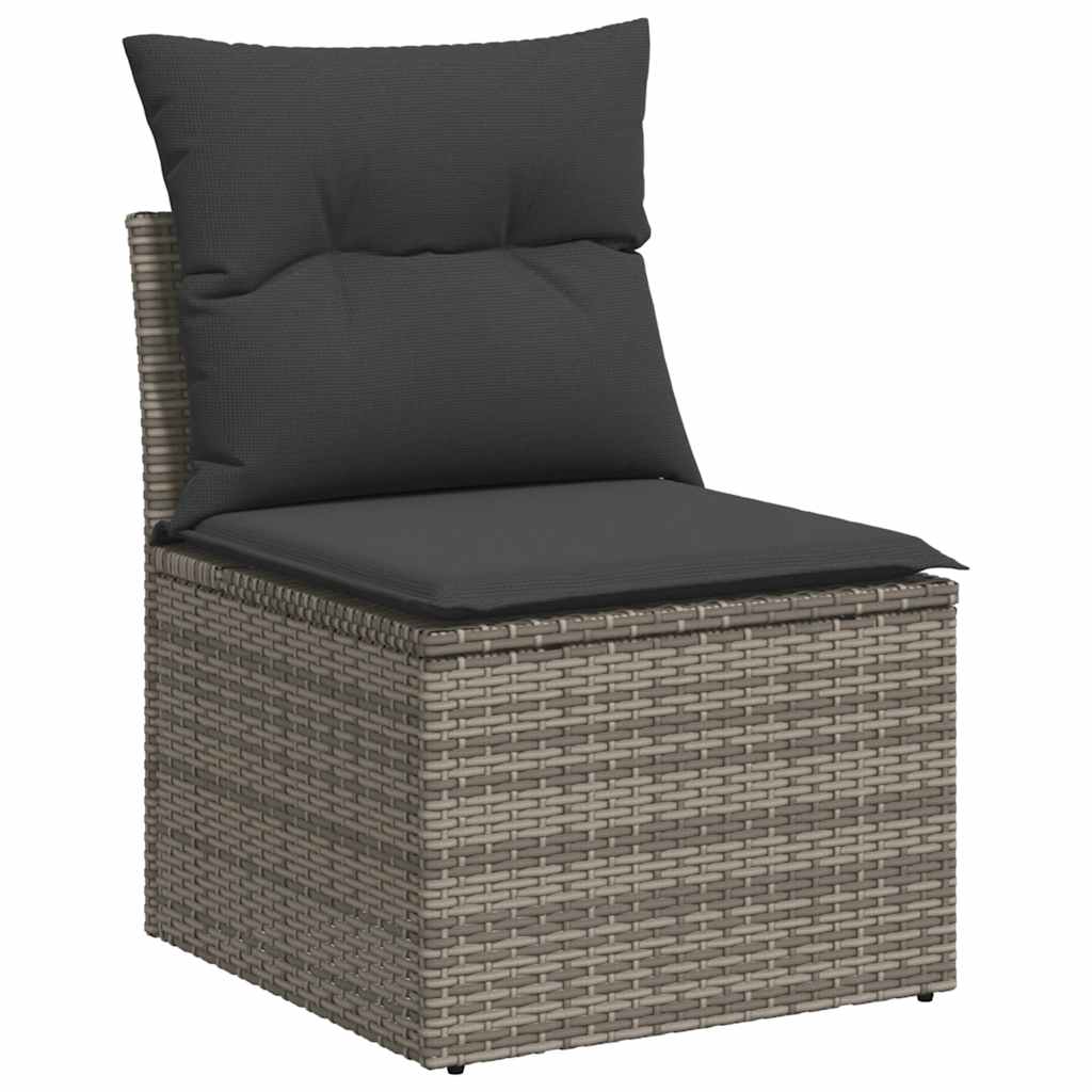 6 pcs conjunto sofás de jardim com almofadões vime cinzento - Image 2