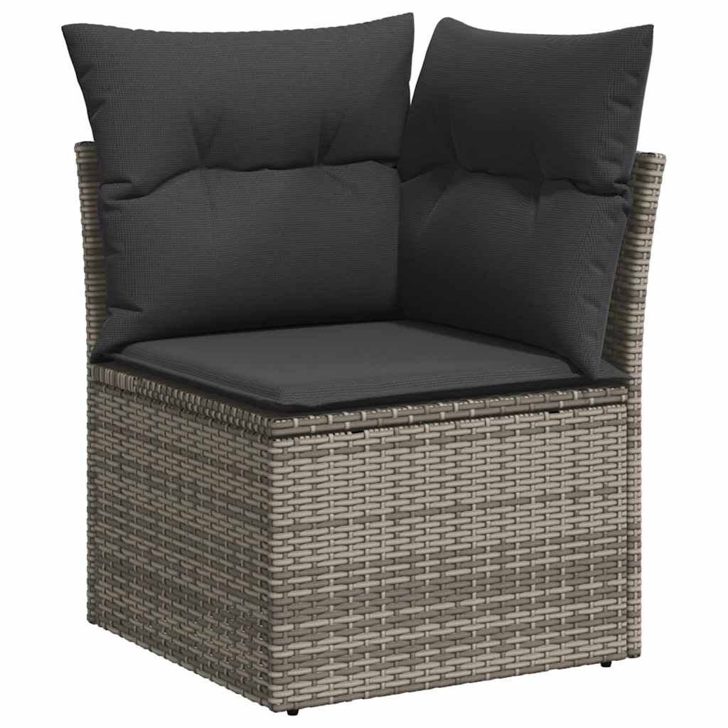 6 pcs conjunto sofás de jardim com almofadões vime cinzento - Image 3