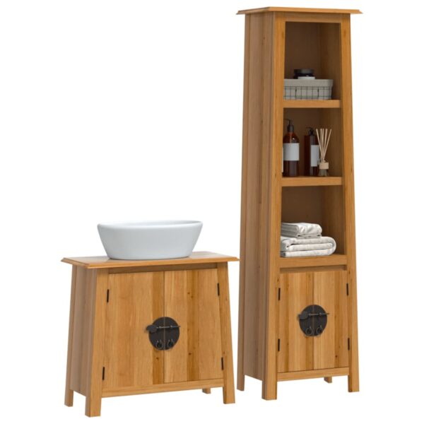 2 pcs conjunto móveis p/ casa de banho madeira de pinho maciça - Image 2