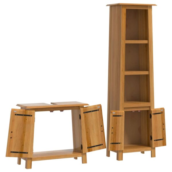 2 pcs conjunto móveis p/ casa de banho madeira de pinho maciça - Image 3