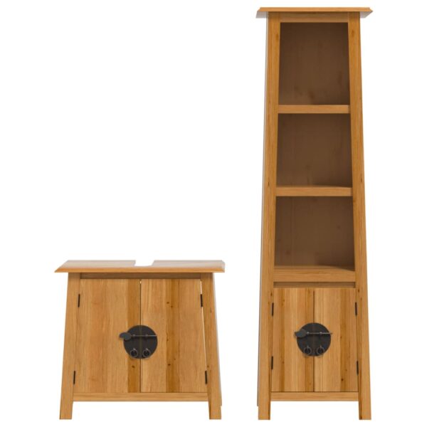 2 pcs conjunto móveis p/ casa de banho madeira de pinho maciça - Image 4