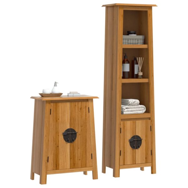 2 pcs conjunto móveis p/ casa de banho madeira de pinho maciça - Image 2