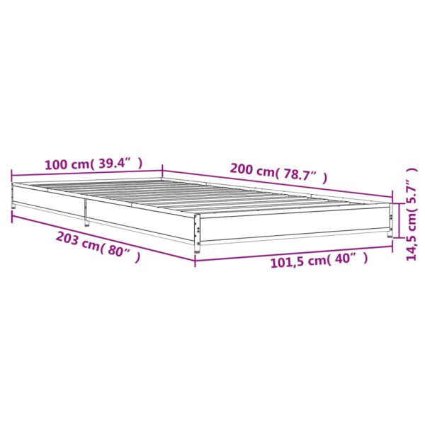 Estrutura cama 100x200 cm derivados madeira/metal cinza sonoma - Image 8