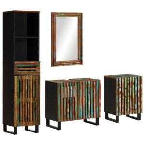 4 pcs conjunto de móveis p/ casa de banho acácia maciça