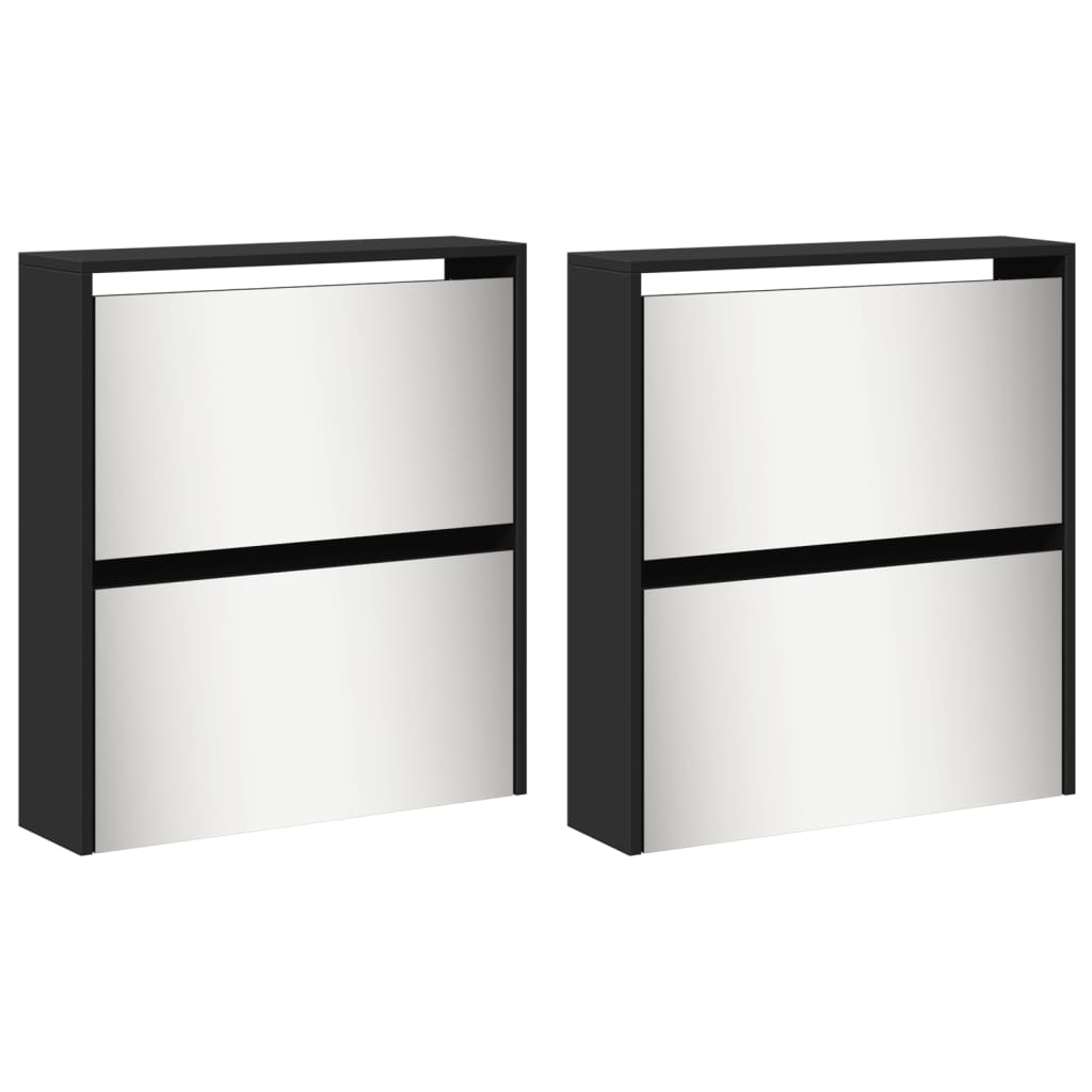 Sapateira com espelho 4 divisórias 63x17x134 cm preto - Image 5