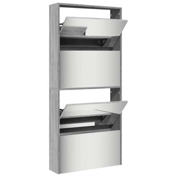 Sapateira com espelho 4 divisórias 63x17x134 cm cinza sonoma - Image 3